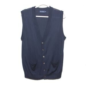 Paul Fredrick Grandpa Sweater Vest Size Medium Merino Wool Blend